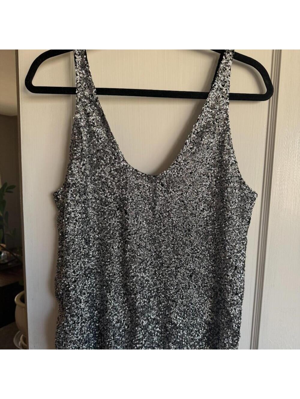 IRO Silver Sequin Tank Top Women’s Size 34 NWT